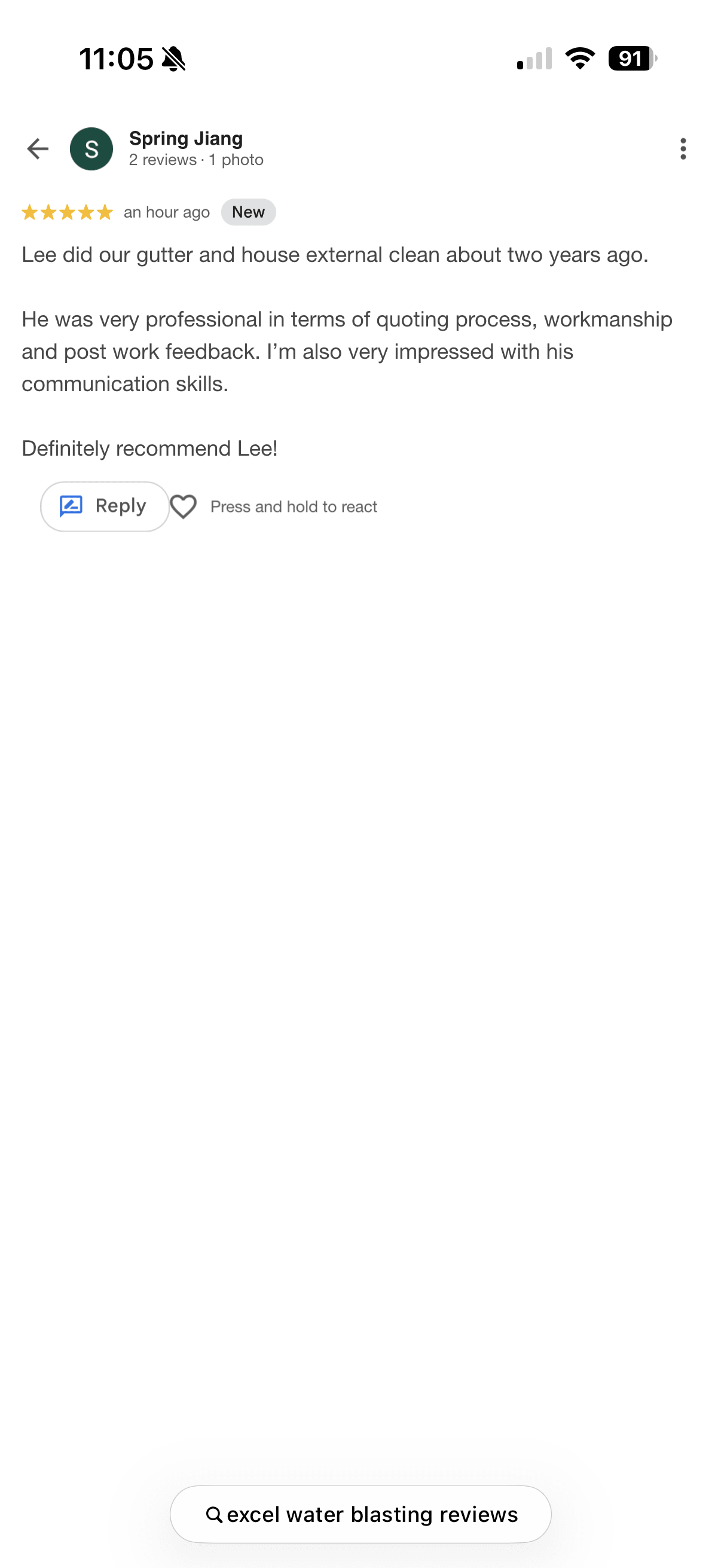 Google review from an Excel Water Blasting customer (4)